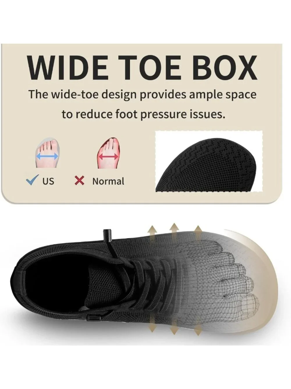 Women's Minimalist Walking Sneakers with Wide Toe Box - Comfortable Barefoot